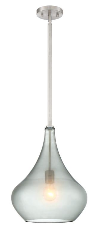 Signature Hardware 944690 Isham Single Light 13" Wide Pendant with Painted Glass Teardrop Shade Brushed Nickel / Smoke Indoor Lighting Pendants