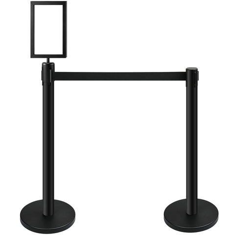 Stanchions with Retractable Belts Crowd Control Ropes and Poles 35.4 in Heavy Duty Stanchion Post Sign Holder Line Dividers for Crowd Control Rope Retractable Safety Barriers, Black - Black Hills Blue Spruce Mercantile
