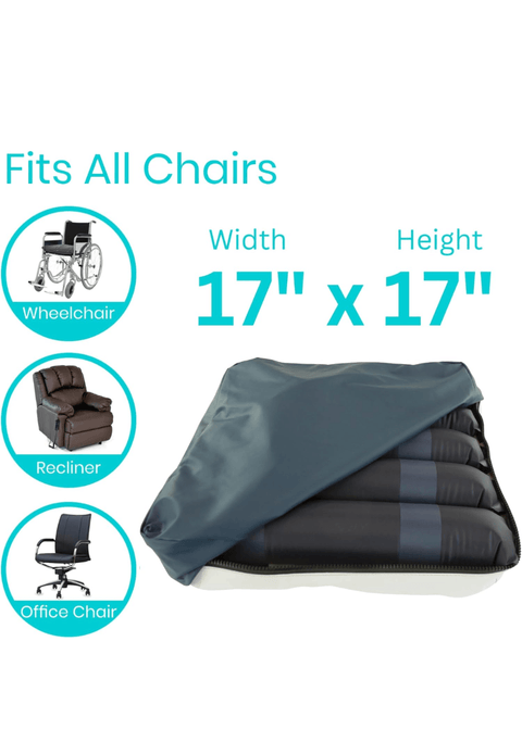 Vive Alternating Pressure Pad for Wheelchairs - Ulcer & Pressure Sore Prevention - Pain Relief Cushion for Extended Sitting - Fits Recliners, Couches, & Chair Seats - Rechargeable Air Pump Included
